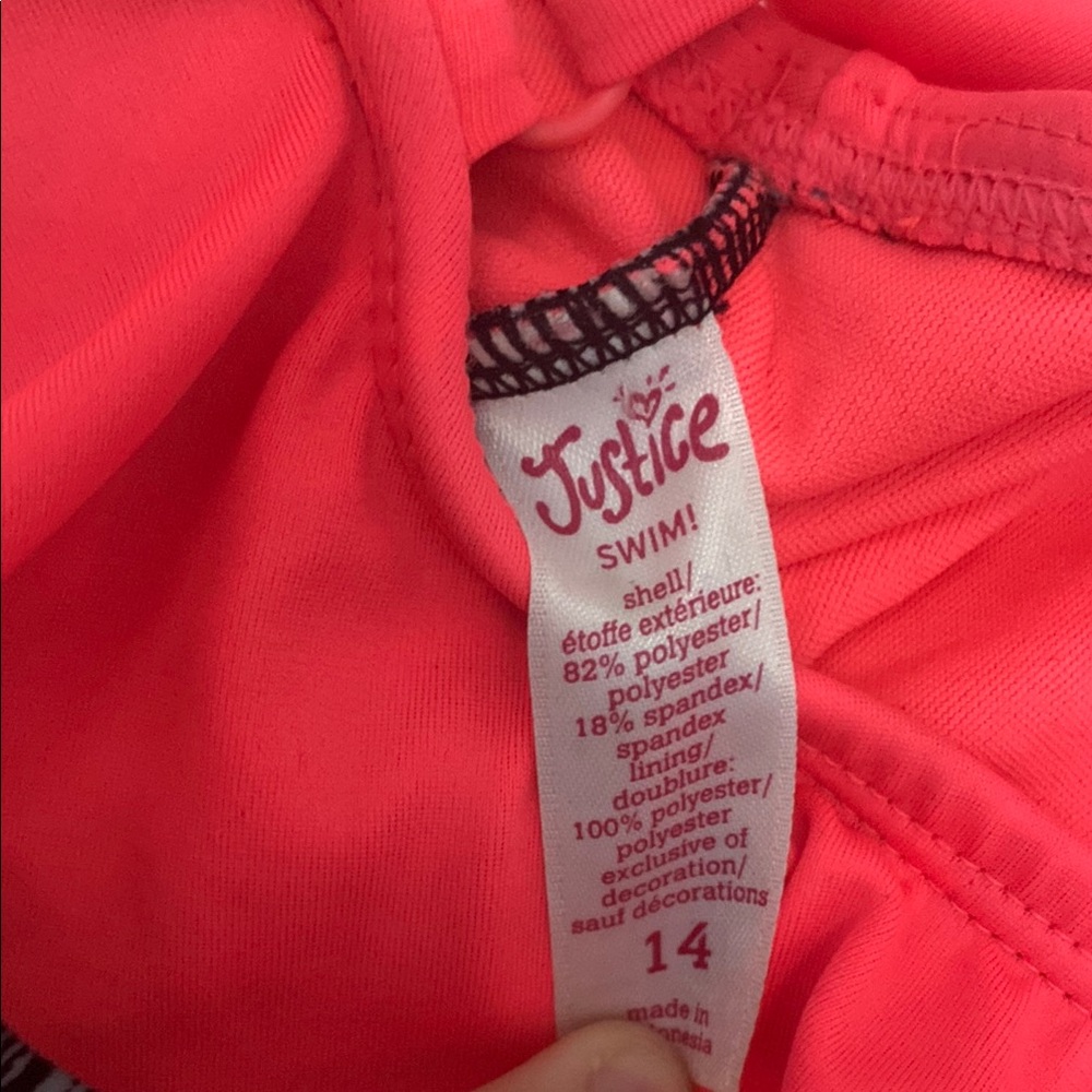 Girls Junior One Piece Swimsuit with Pink Ruffle - Picture 3 of 3
